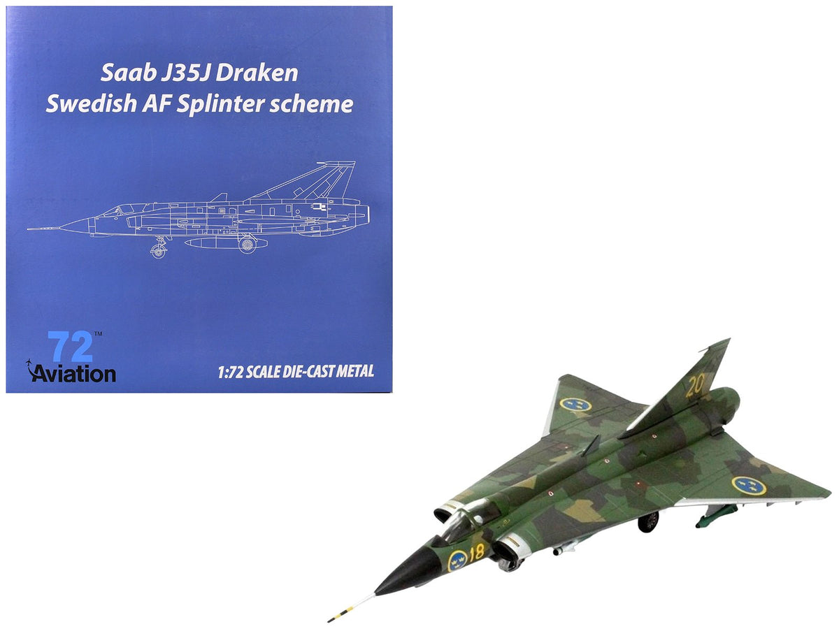 Rapid Vehicles Saab J35J Draken Fighter Aircraft "Splinter Camouflage Scheme F 18 Sodertorn Wing"...