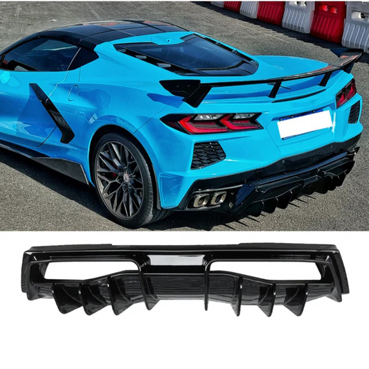 STRATEC SYSTEMS Gloss Black Rear Aggressive Diffuser for Chevrolet Corvette C8 Z51
