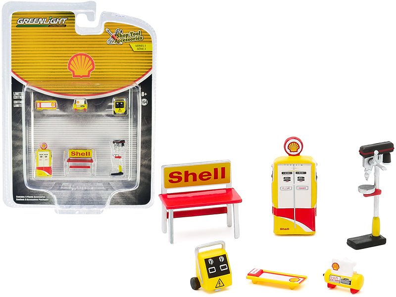 Rapid Vehicles "Shell Oil" 6 piece Shop Tools Set "Shop Tool Accessories" Series 3 1/64 by...