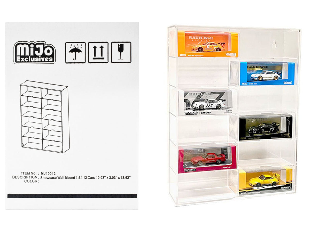 Rapid Vehicles Showcase 12 Car Display Case Wall Mount with Clear Back Panel and Extra Space...