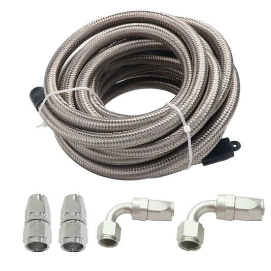 Bull Boost Performance 10AN/8AN/6AN Fitting Stainless Steel Braided Oil Fuel Hose Line Kit 5Feet...