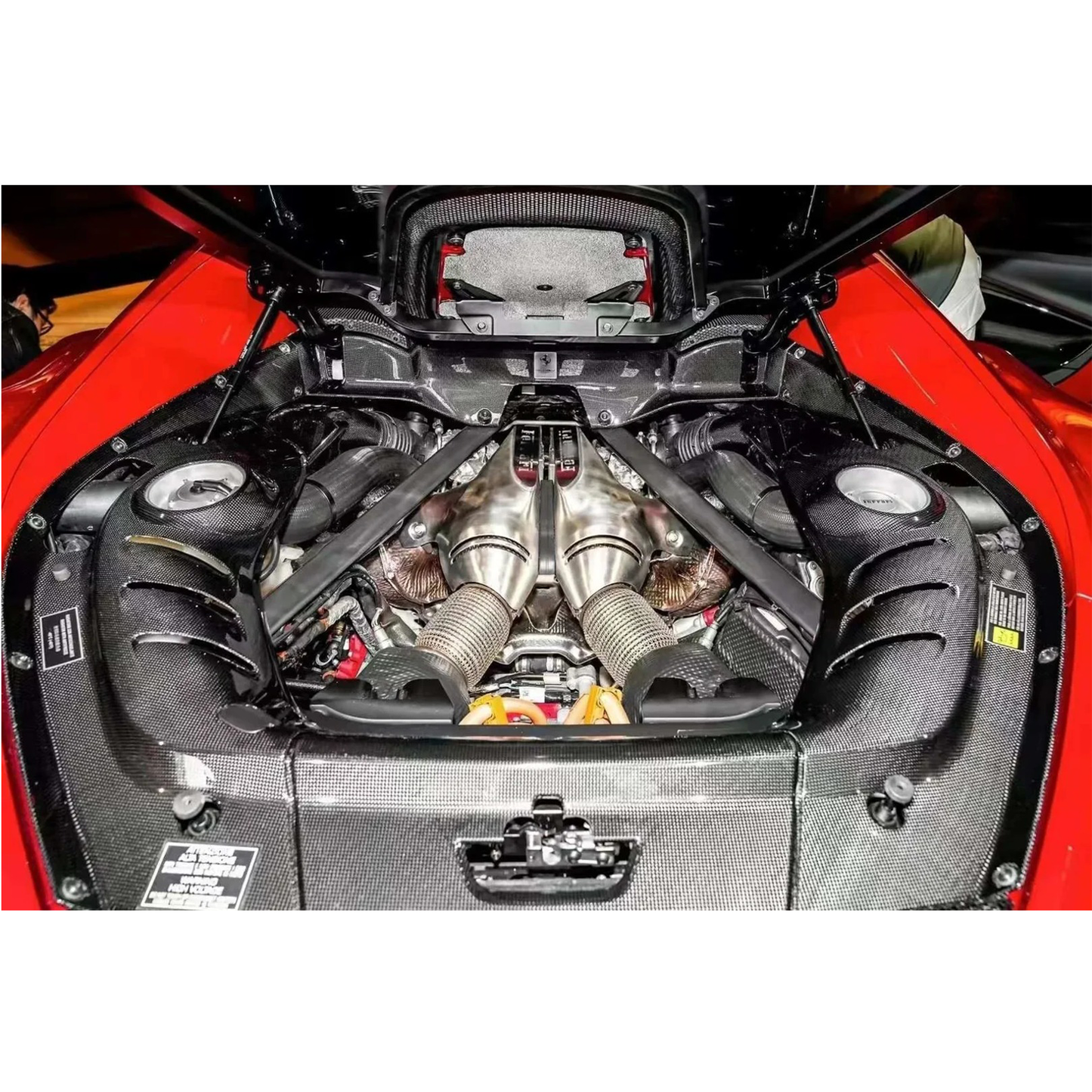 Dry Carbon Fiber Engine Bay Trim Kit Cover for Ferrari 296 GTB GTS