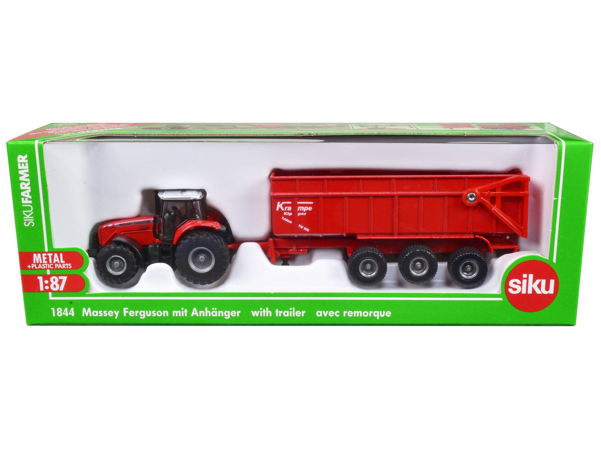 Rapid Vehicles Massey Ferguson 8480 Dyna VT Tractor Red with Silver Top and Krampe Dump Trailer...