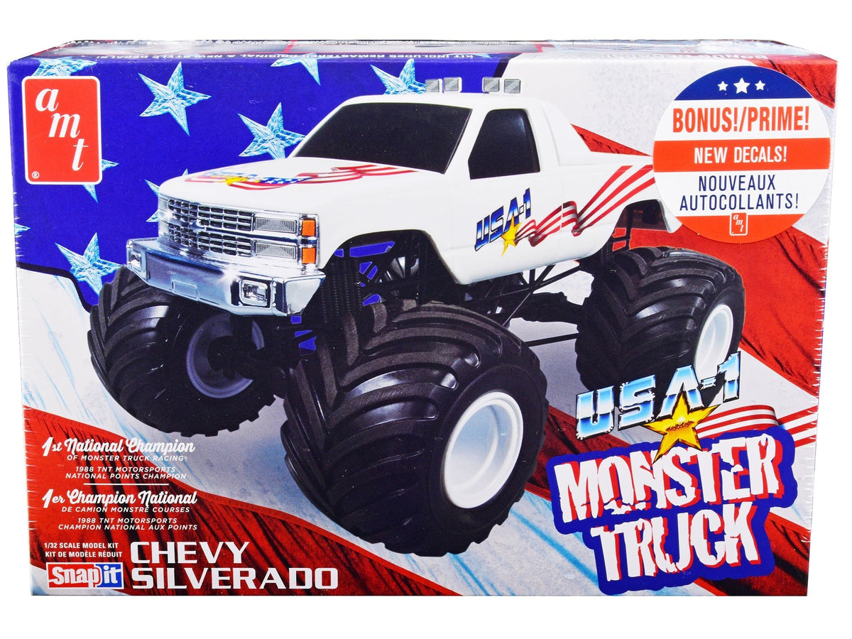 Rapid Vehicles Skill 1 Snap Model Kit Chevrolet Silverado "USA-1" Monster Truck 1/32 Scale Model...