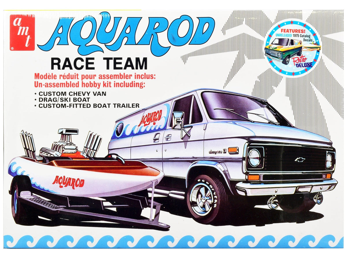 Rapid Vehicles Skill 2 Model Kit Chevrolet Custom Van with Drag/Ski Boat and Trailer "Aqua Rod...