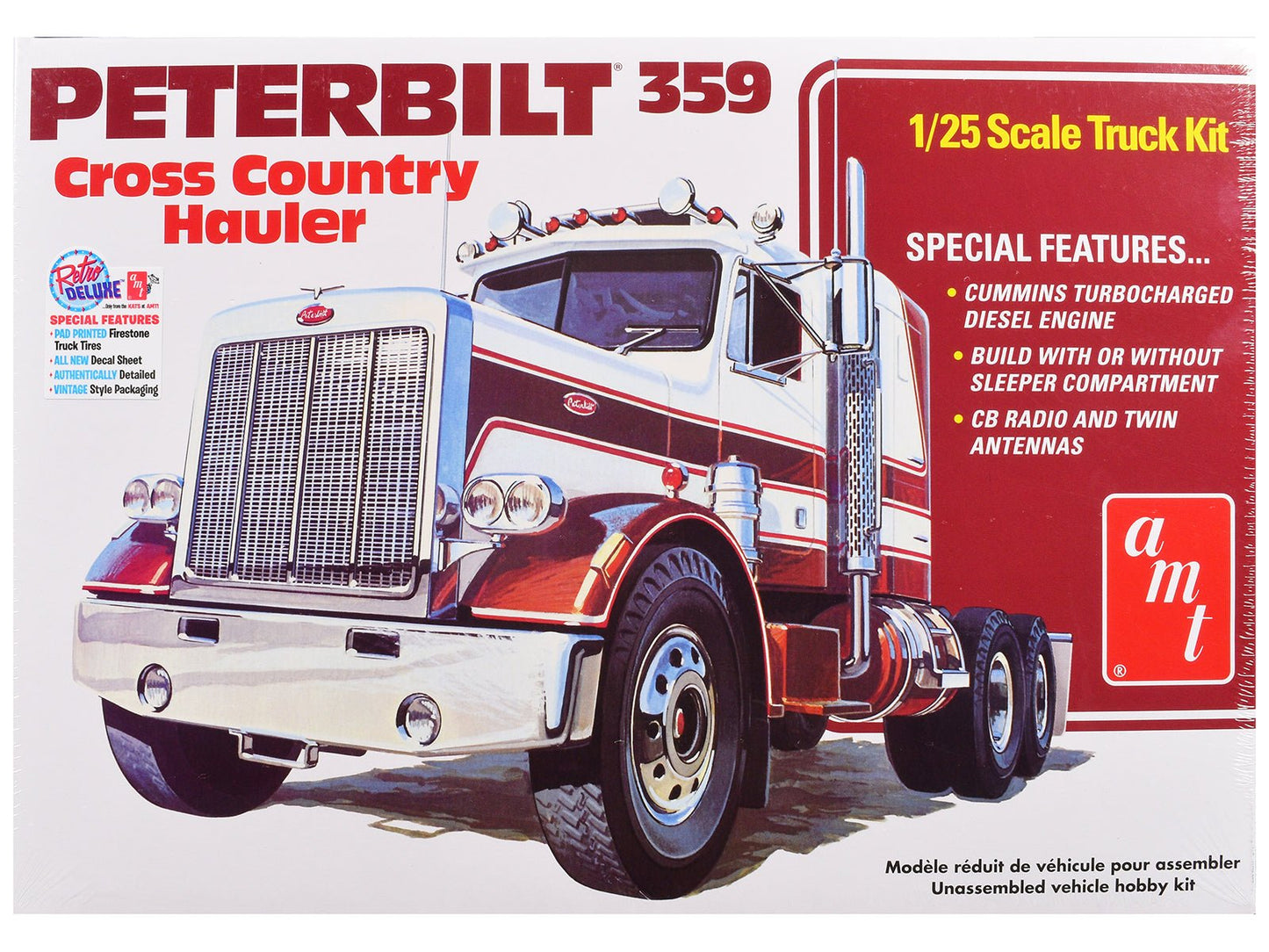 Skill 3 Model Kit Peterbilt 359 "Cross Country Hauler" 1/25 Scale Model by AMT  free shipping USA