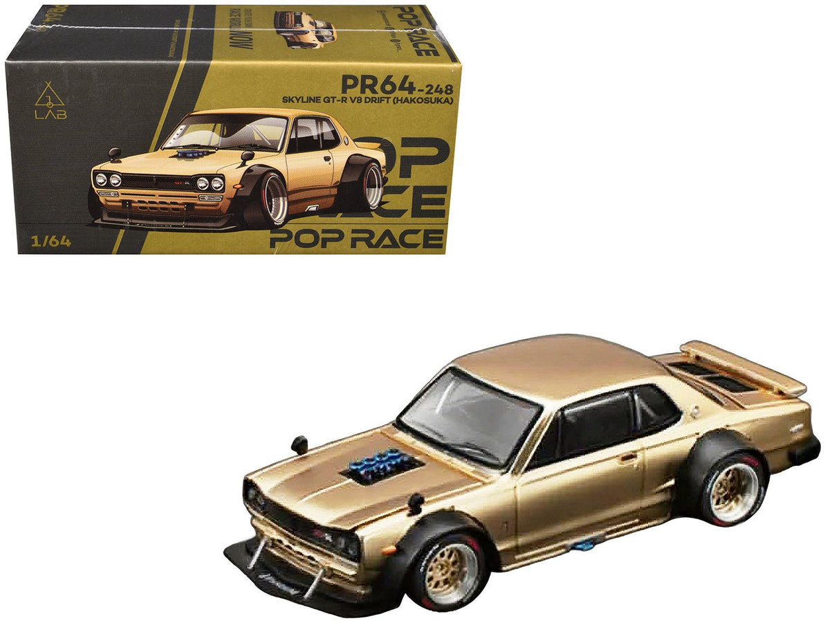 Rapid Vehicles Skyline GT-R V8 Drift "Hakosuka" RHD (Right Hand Drive) Gold Metallic 1/64 Diecast...