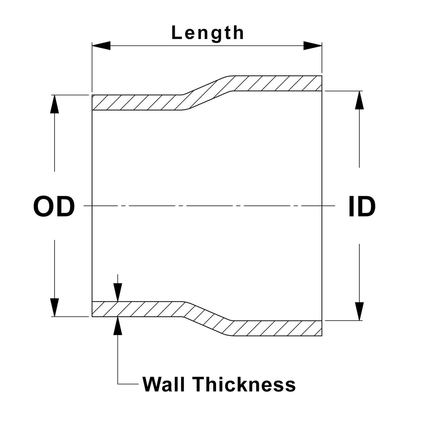 HPS Performance Products HPS 3-1/2" OD to 3-1/2" ID, 6061 Aluminum Slip Fit Transition Reducer Tube Joiner, 4" Long