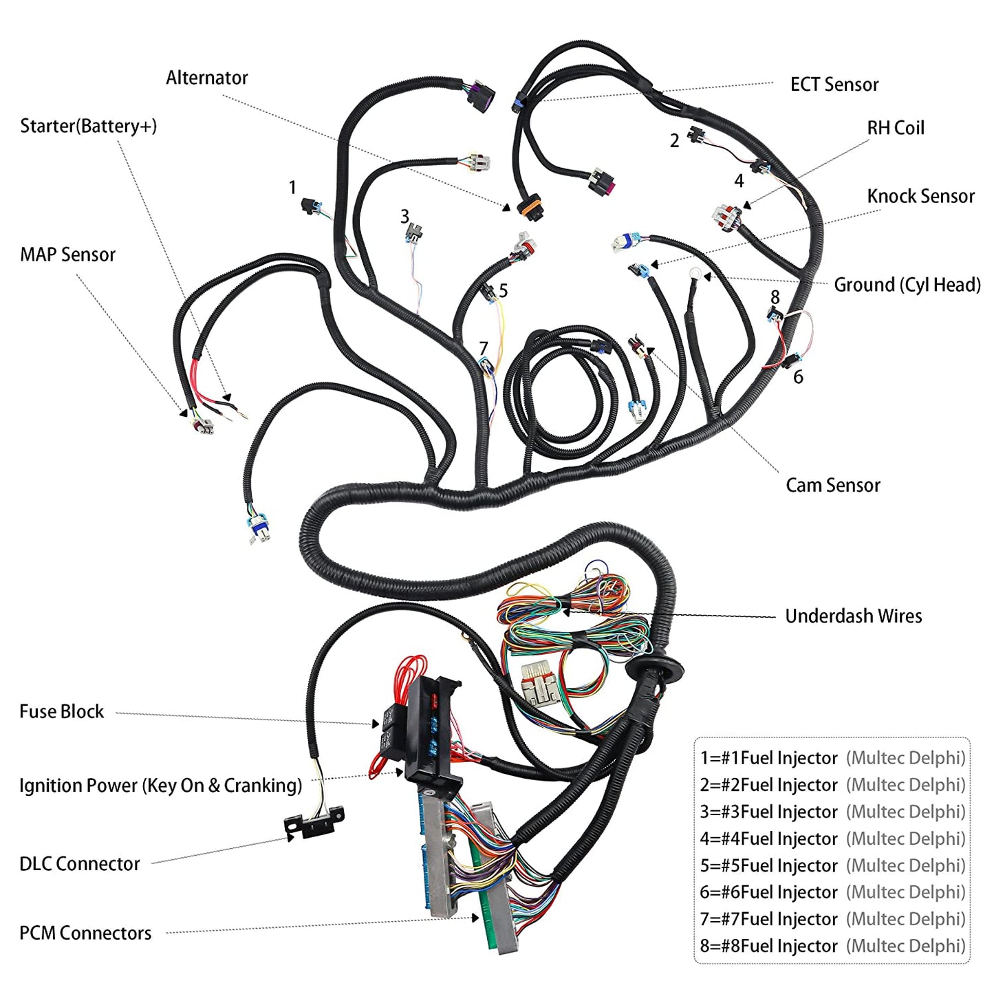 For 2003-2007 LS3 Standalone Wiring Harness T56 Or Non Electr LS 4.8 5.3 6.0 DBW