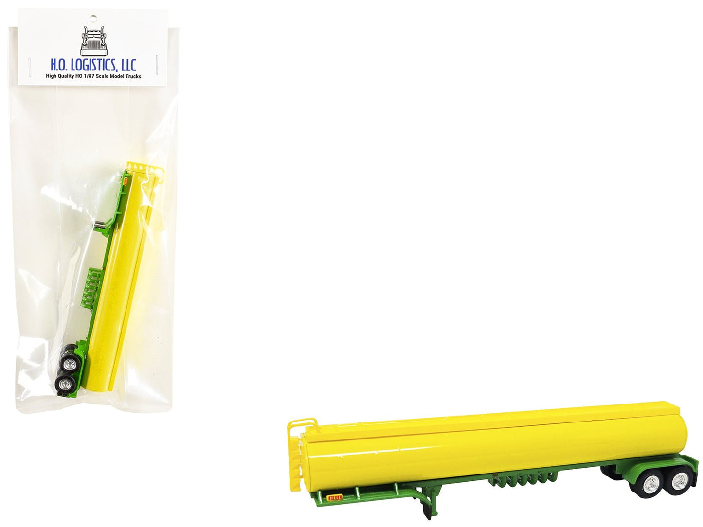 Tanker Trailer Yellow and Green 1/87 (HO) Scale Plastic Model by HO Logistics  free shipping USA