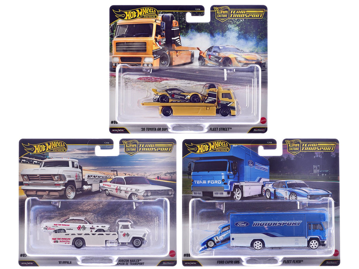 Rapid Vehicles "Team Transport" 3 piece Set J 2025 "Car Culture" Series Diecast Model Cars by Hot...