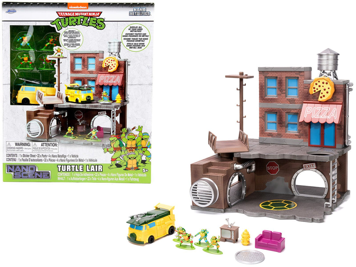 Rapid Vehicles "Teenage Mutant Ninja Turtles" Turtle Lair Diorama Set with Figures and Party...
