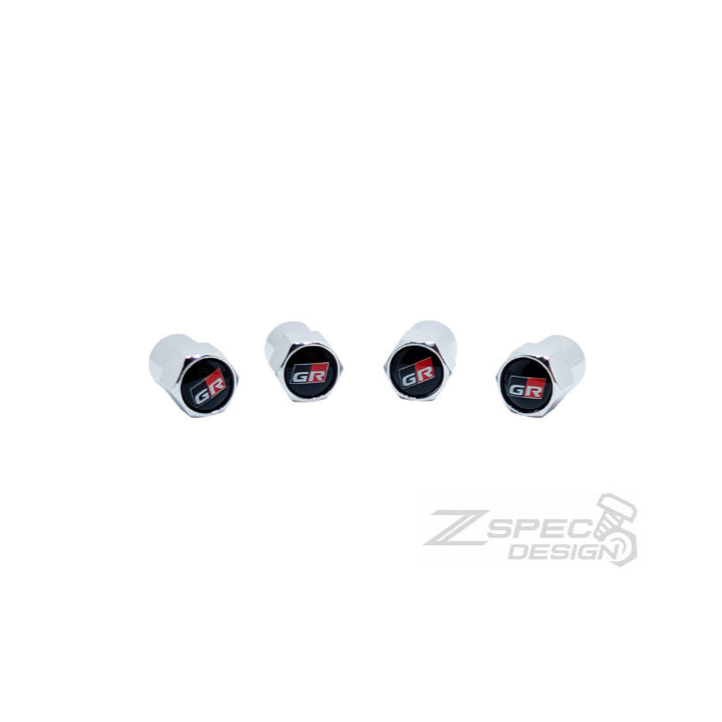 Chrome Valve Stem Tire Caps, "GR" Style - Corolla, Supra