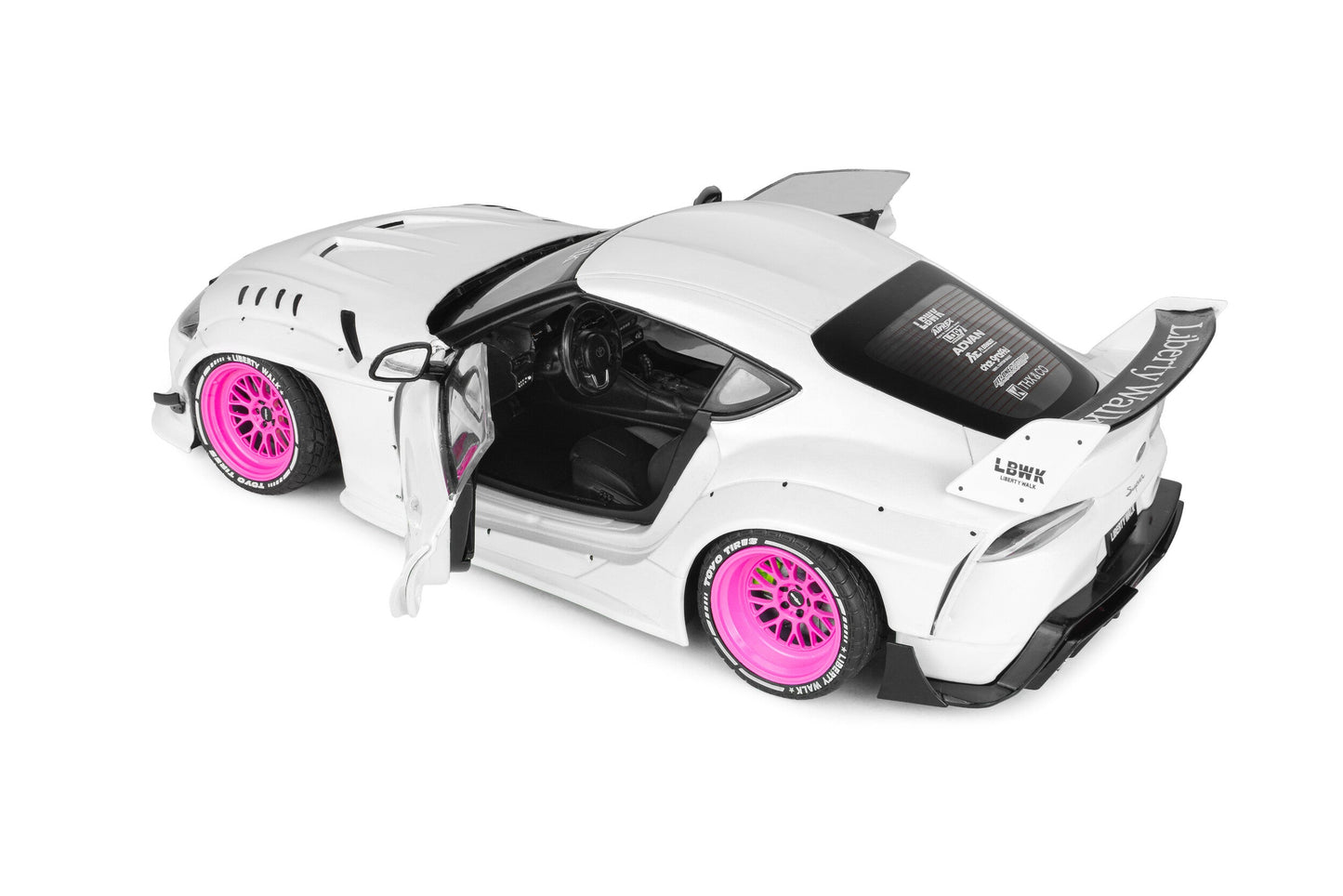 Solido 2025 Toyota GR Supra A90 Liberty Walk White w/ Pink Wheels 1:18