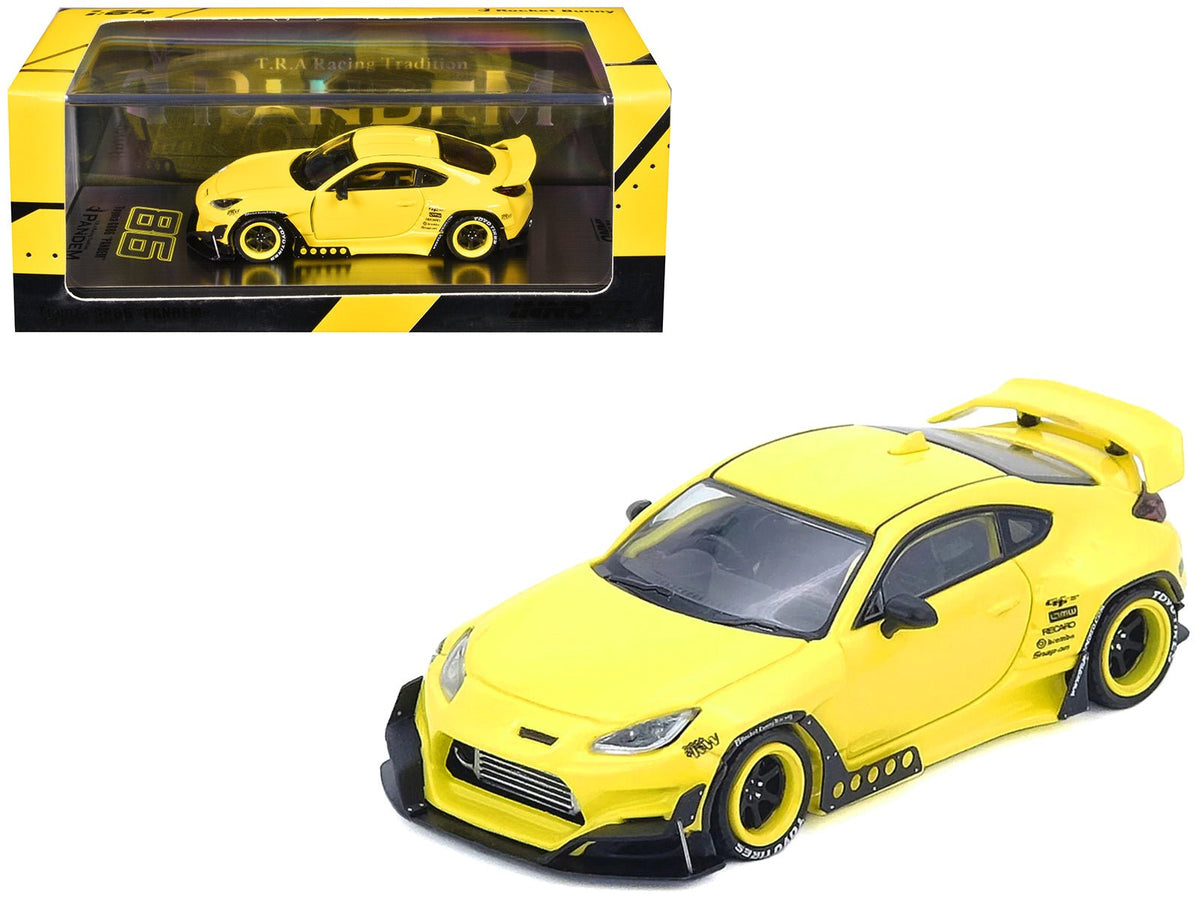 Rapid Vehicles Toyota GR86 "Pandem" RHD (Right Hand Drive) Yellow 1/64 Diecast Model Car by Inno...