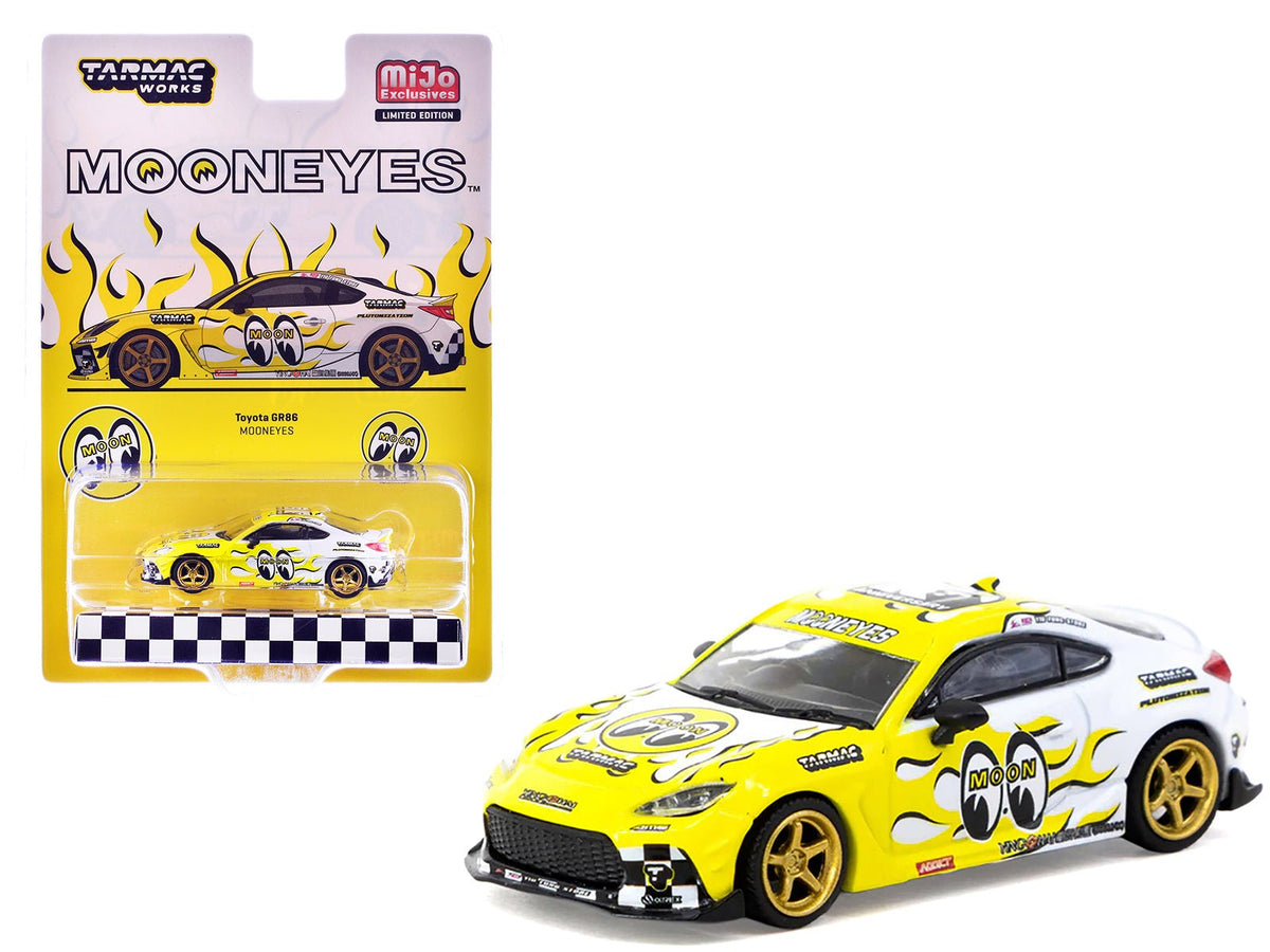 Rapid Vehicles Toyota GR86 RHD (Right Hand Drive) "MoonEyes" White with Yellow Flames and...