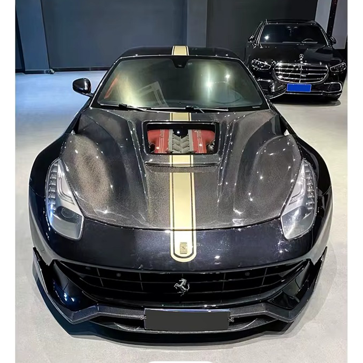 Carbon Fiber Hood Bonnet Transparent Window for Ferrari F12