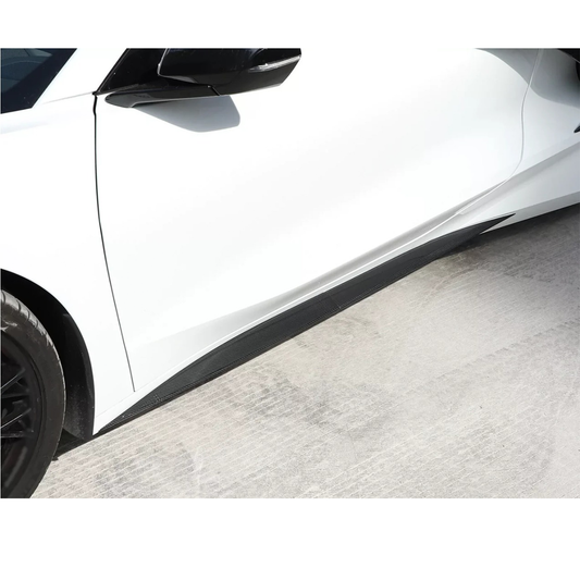 Bull Boost Performance Carbon Fiber Side Skirt Trim Strip for Chevrolet Corvette C8 Stingray Coupe