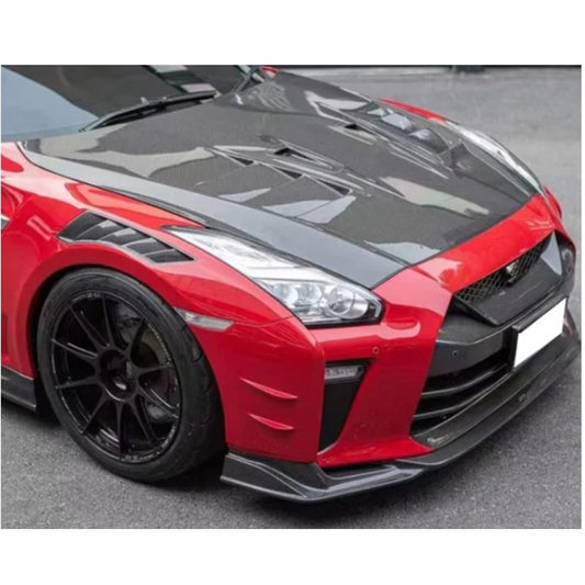 Carbon Fiber T Style Vented Front Engine Hood for Nissan GT R R35