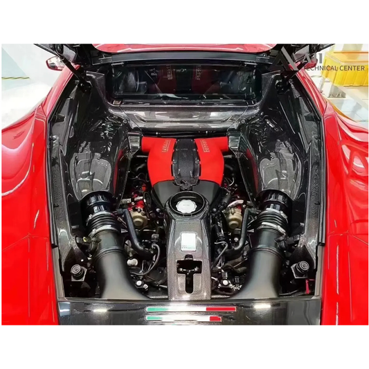 Dry Carbon Fiber Engine Bay Trim Cover for Ferrari 488 GTB