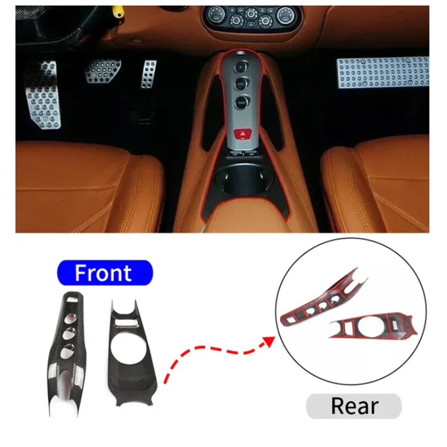 Carbon Fiber Interior Center Console Gear Cup Holder Panel Cover for Ferrari F12 Berlinetta