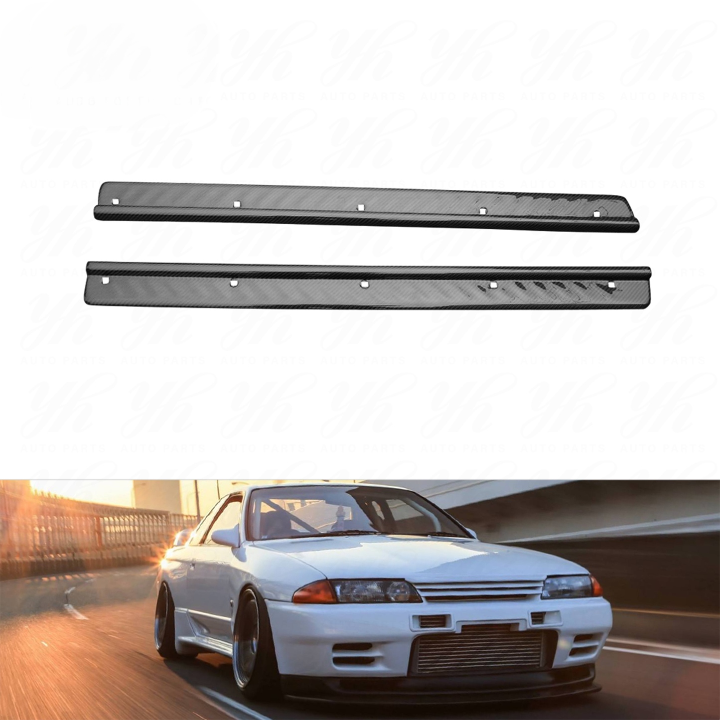 High Quality Carbon Fiber Door Sill Pair for Nissan Skyline GTR R32