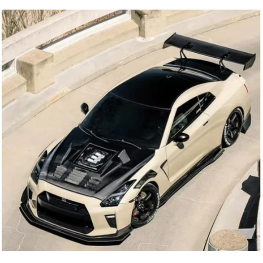Carbon Fiber Vented Hood with Transparent Window for Nissan GT R R35