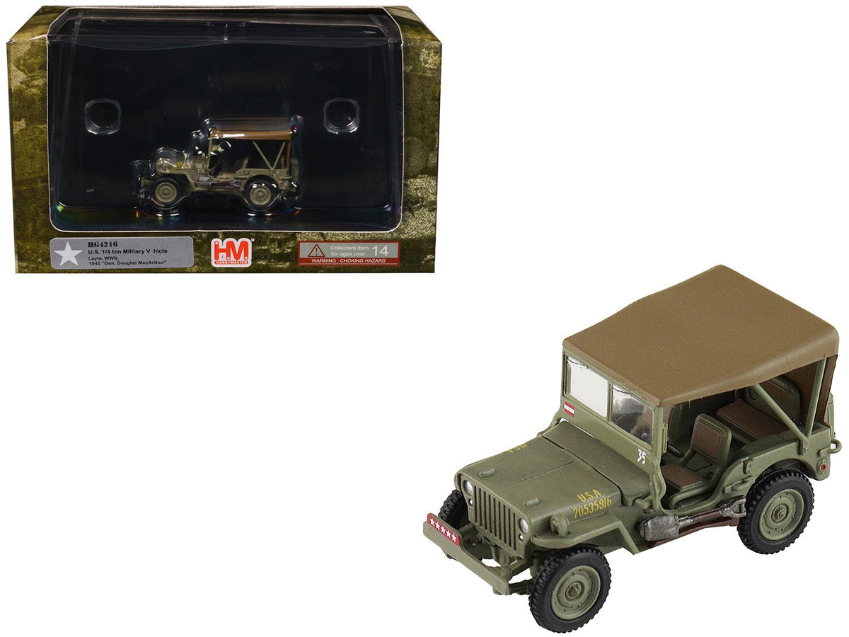 Rapid Vehicles U.S. 1/4 ton Military Vehicle Olive Drab "Gen. Douglas MacArthur Leyte WWII"...
