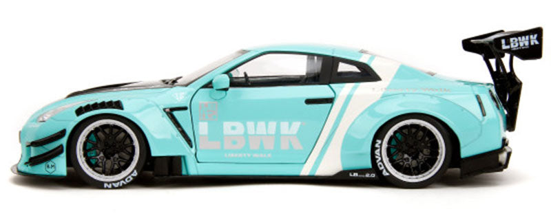 STM Diecast Jada Pink Slips Nissan Skyline GT-R R35 Liberty Walk Seafoam Mint Green 1:18 - View 2