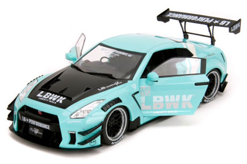 STM Diecast Jada Pink Slips Nissan Skyline GT-R R35 Liberty Walk Seafoam Mint Green 1:18 - View 3