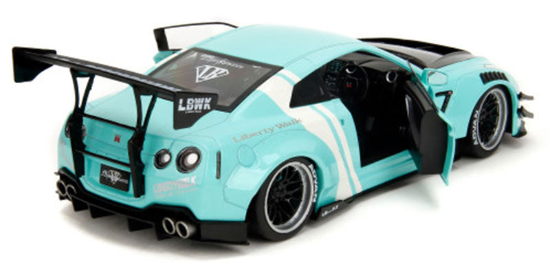STM Diecast Jada Pink Slips Nissan Skyline GT-R R35 Liberty Walk Seafoam Mint Green 1:18 - View 4