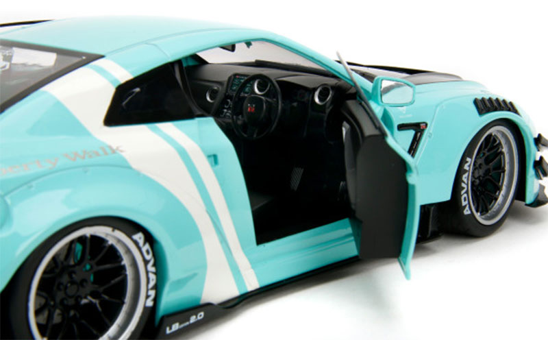 STM Diecast Jada Pink Slips Nissan Skyline GT-R R35 Liberty Walk Seafoam Mint Green 1:18 - View 5