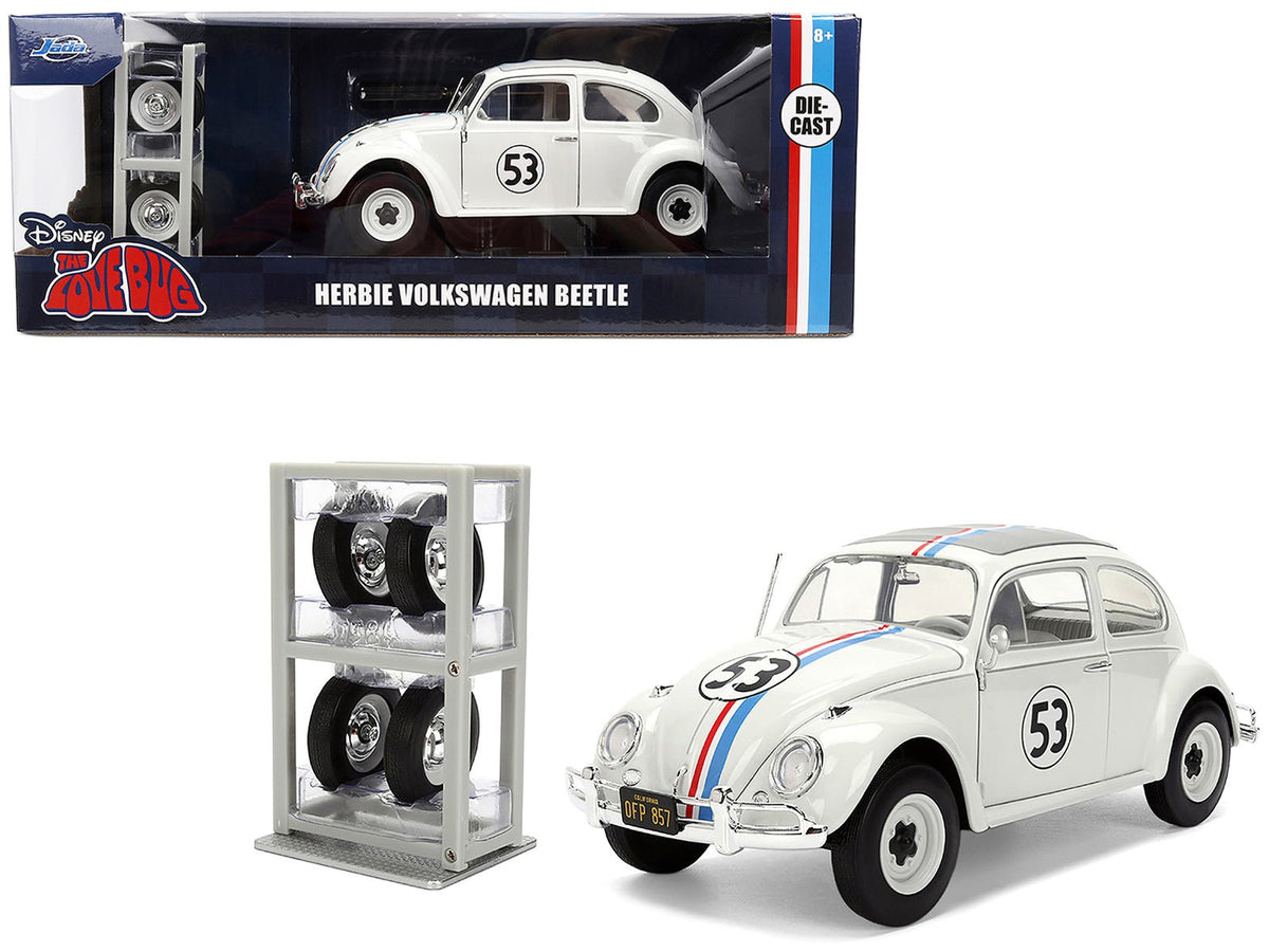Rapid Vehicles Volkswagen Beetle #53 "Herbie" White with Stripes "The Love Bug" (1968) Movie with...