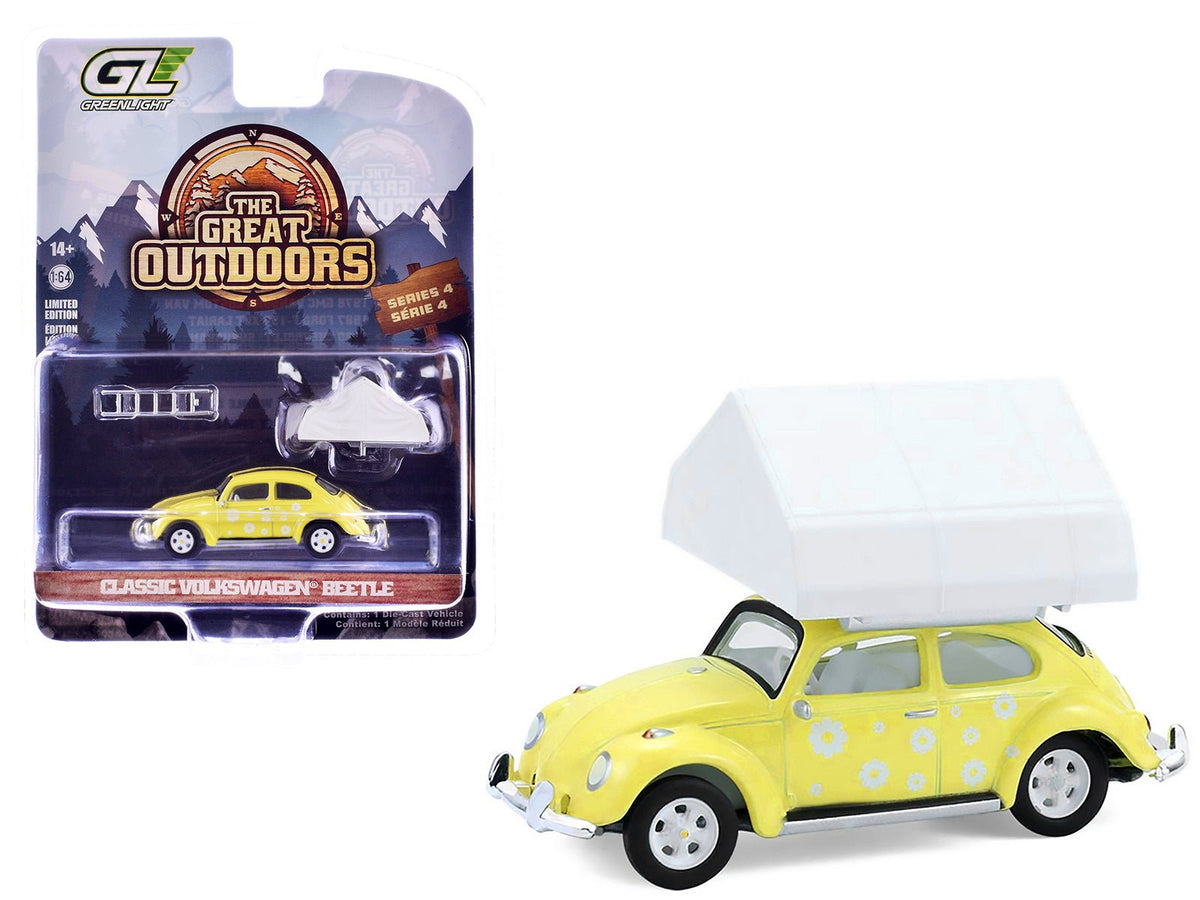 Rapid Vehicles Volkswagen Classic Beetle Yellow with White Flower Graphics and Interior with...