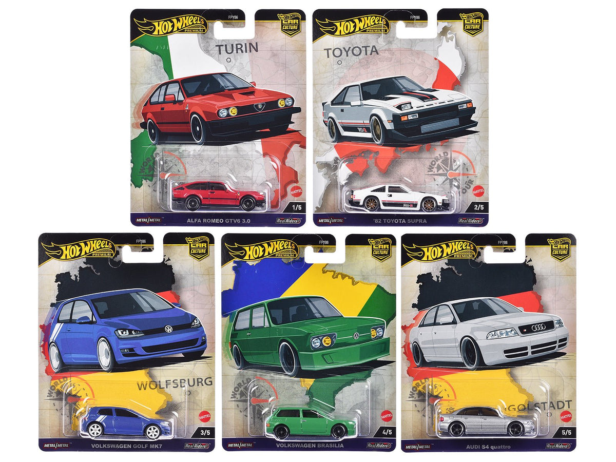 Rapid Vehicles "World Tour" 5 piece Set "Car Culture" 2024 Series A Diecast Model Cars by Hot...
