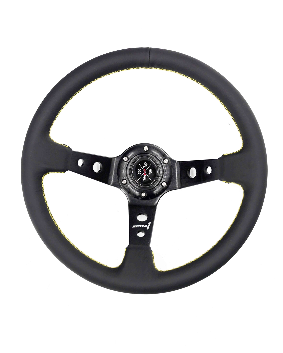 Speedzone Performance LLC SPDZ1 Yellow Lined Steering Wheel