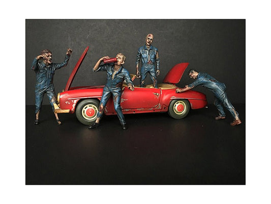 Rapid Vehicles Zombie Mechanics 4 Piece Figurine Set "Got Zombies??" for 1/24 Scale Models by...