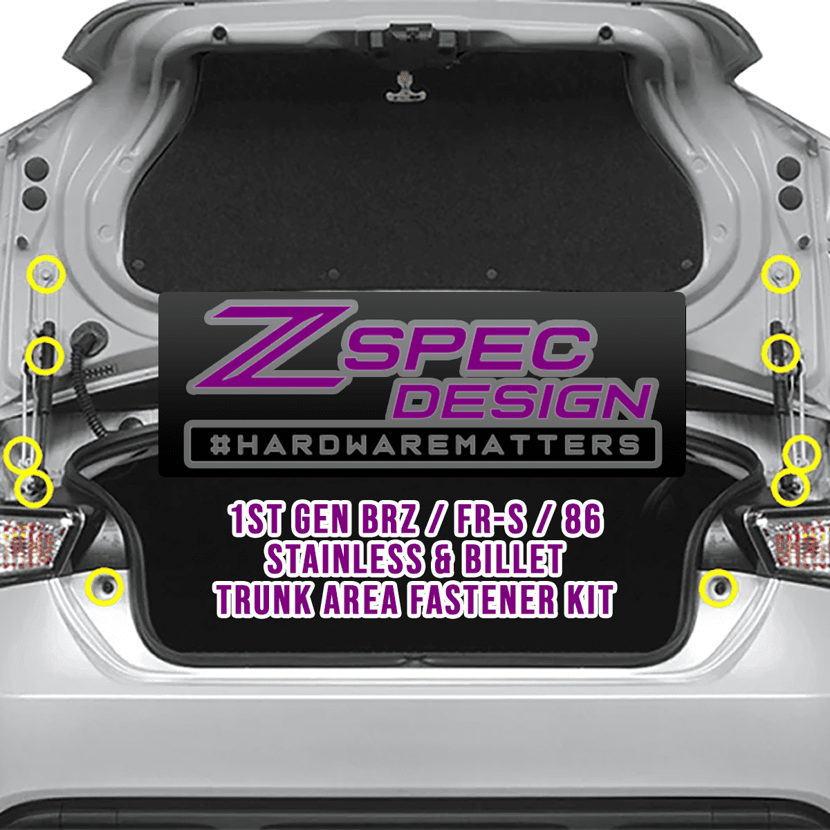 ZSPEC Trunk Dress Up Bolts® Kit for Scion FRS/Subaru BRZ/Toyota 86 '13-21, Stainless & Billet