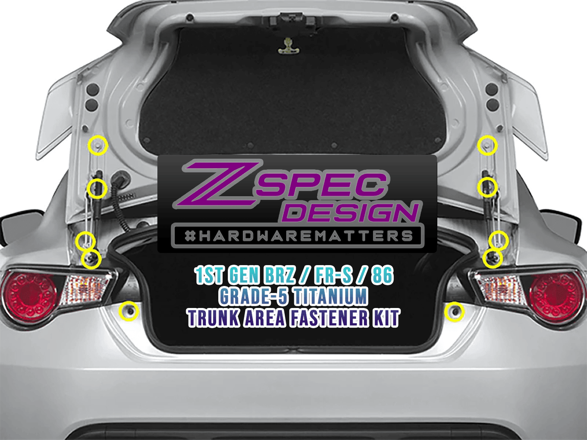 ZSPEC Trunk Dress Up Bolts® Kit for '13-21 Scion FRS, Subaru BRZ, Toyota 86, Titanium