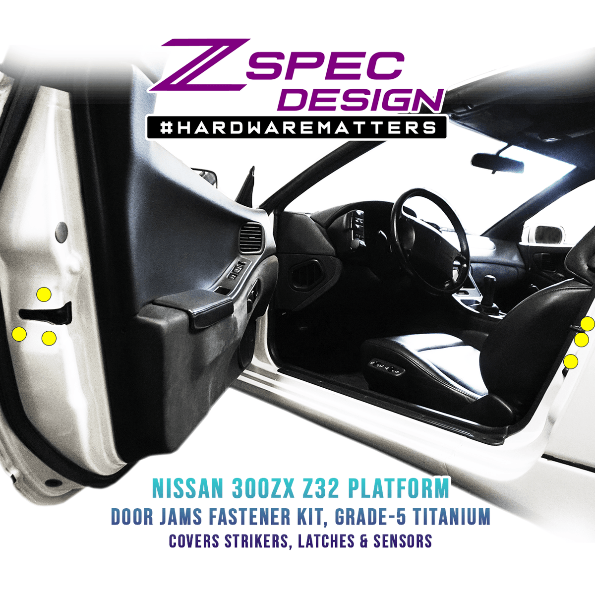 ZSPEC Dress Up Bolts® Fastener Kit, Door Jams Area for Nissan Z32 300zx, Titanium