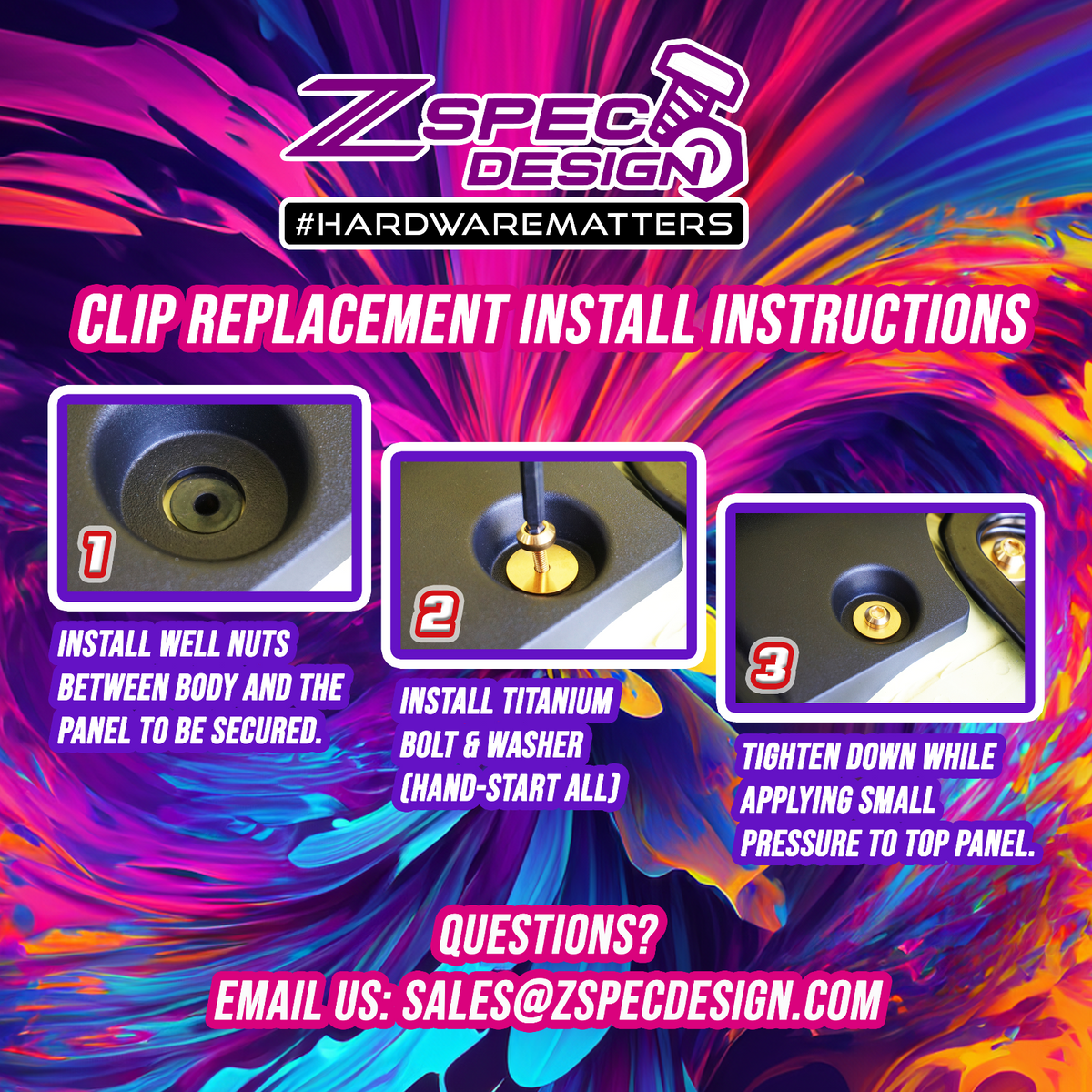 ZSPEC Plastic-Clips Replacements for Z1 Motorsports '09-20 Nissan 370z Z34 Radiator Guide, Titanium