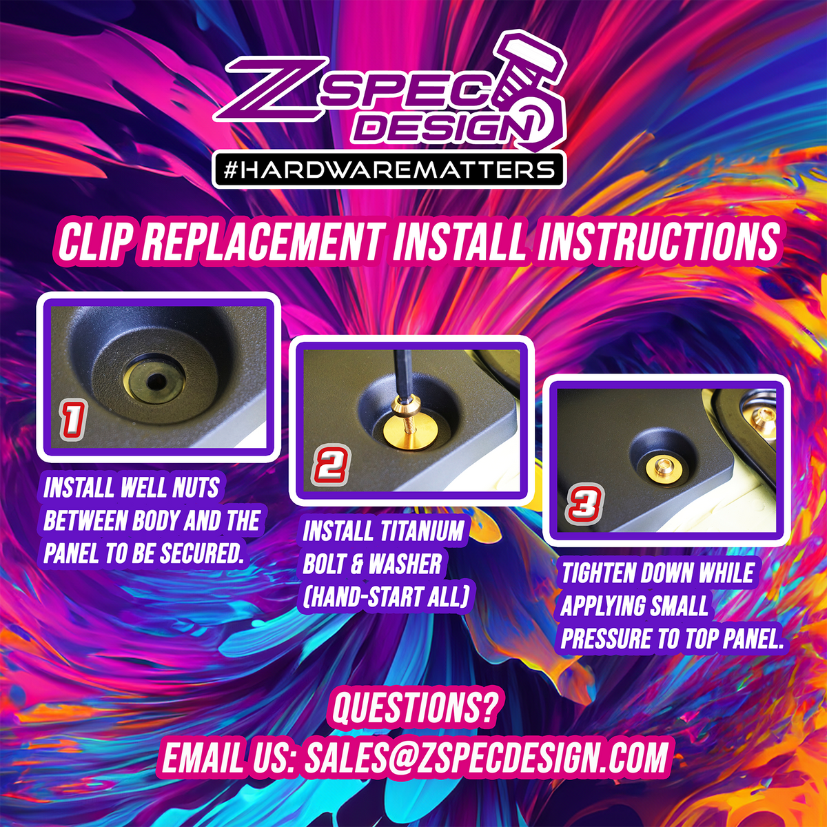 ZSPEC Titanium Clip Replacements Fastener Kit for Audi TT 1st-Gen 8N, Titanium