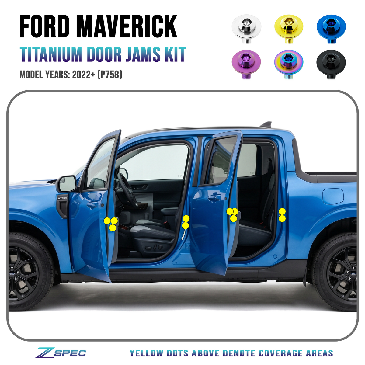 ZSPEC Door-Jams Fastener Kit for 2022+ Ford Maverick P758, Titanium