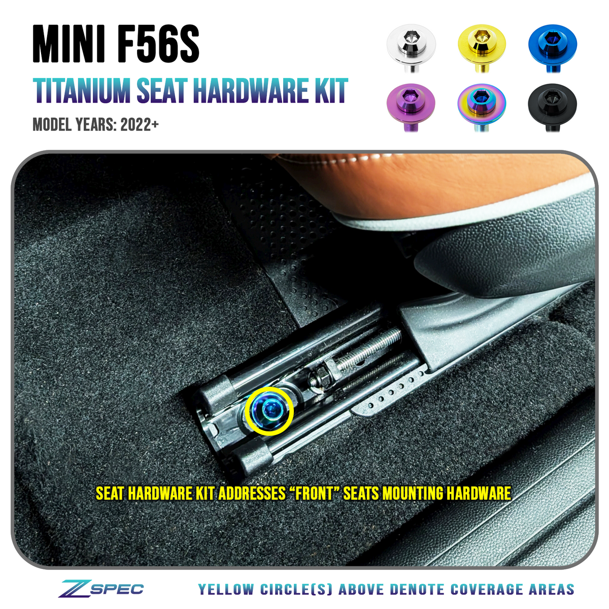 ZSPEC Front-Seats Titanium Hardware Kit for the '22+ Mini Cooper F56s