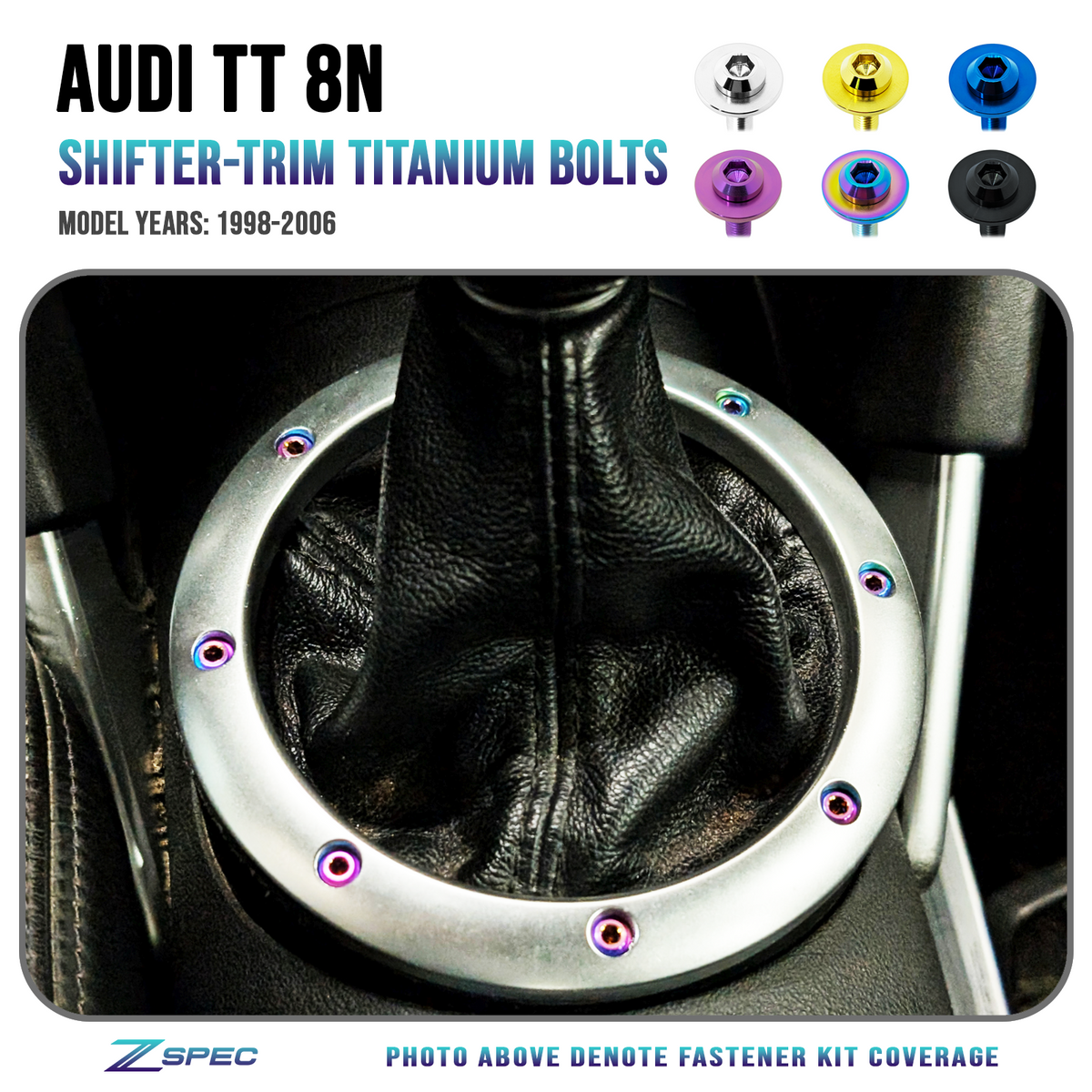 ZSPEC Shifter Dress-Up Hardware Kit for the Audi TT 1st-Gen 8N, Titanium