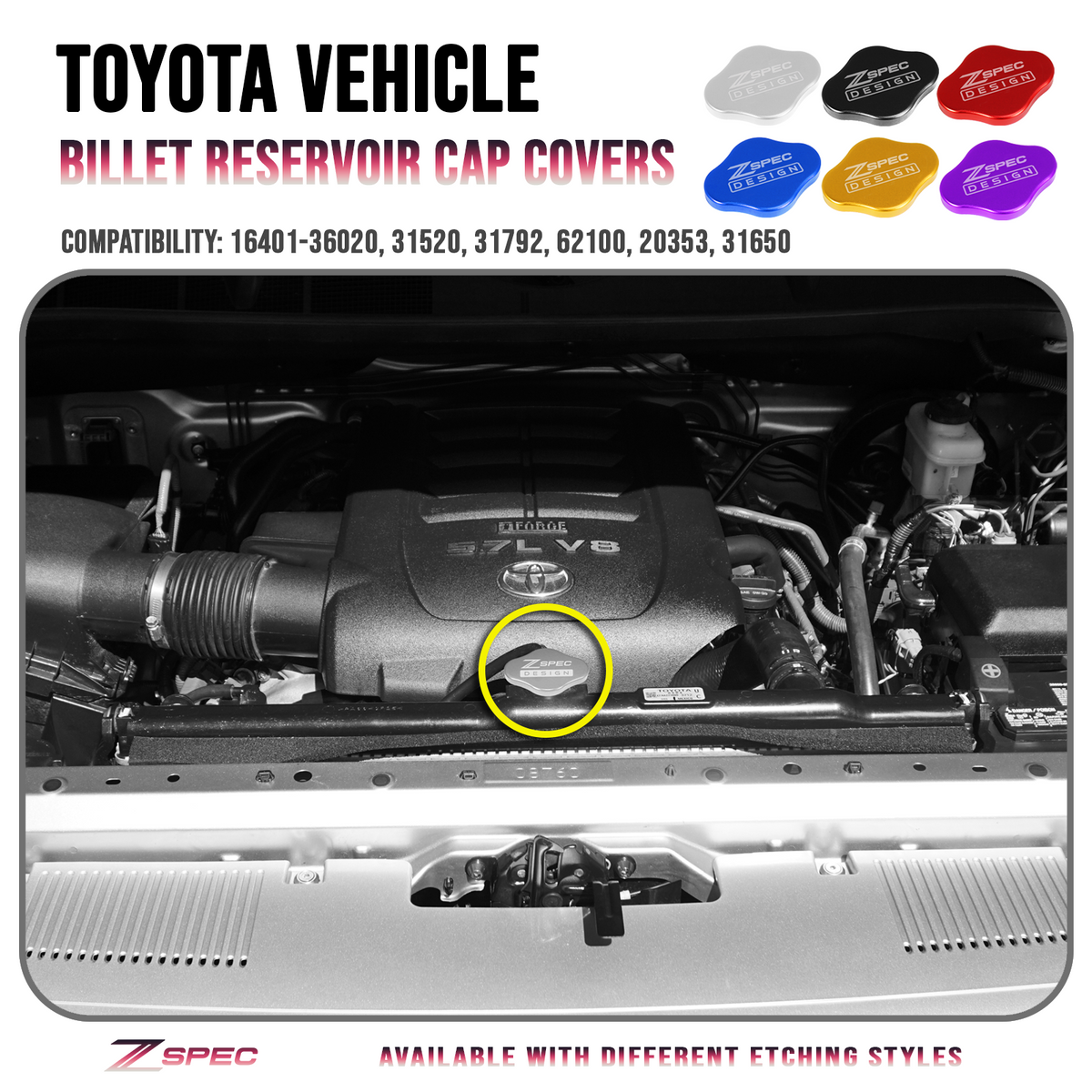 ZSPEC Billet Radiator Cap Cover for various Toyota & Lexus Radiator Caps