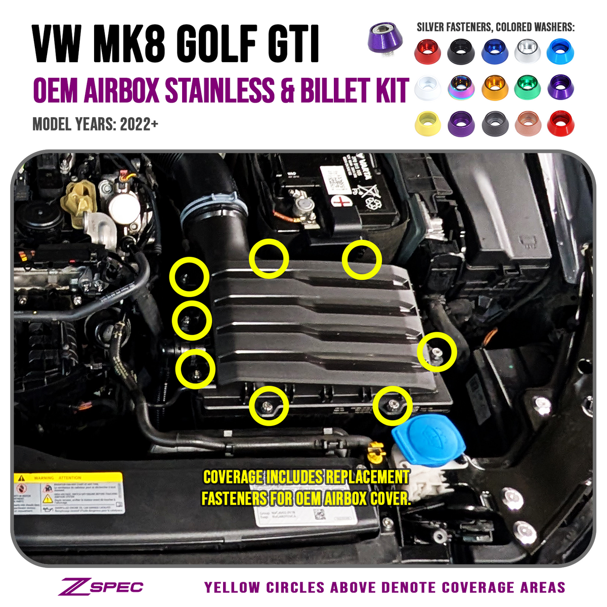 ZSPEC OEM Airbox Stainless & Billet Hardware Kit for 22+ VW MK8 Golf GTi