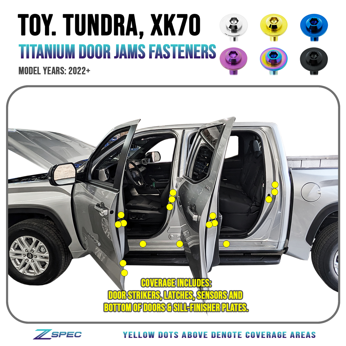 ZSPEC Door-Jams Fastener Kit for the '22+ Tundra XK70, Grade-5 Titanium
