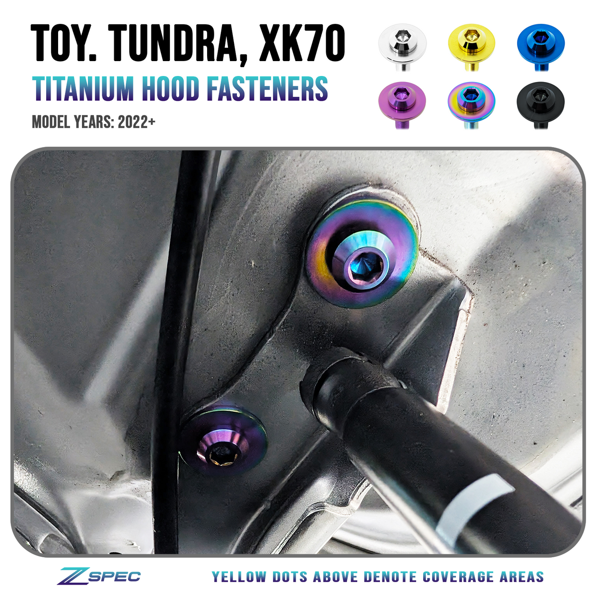 ZSPEC Hood Fastener Kit for the '22+ Tundra XK70, Grade-5 Titanium Hardware