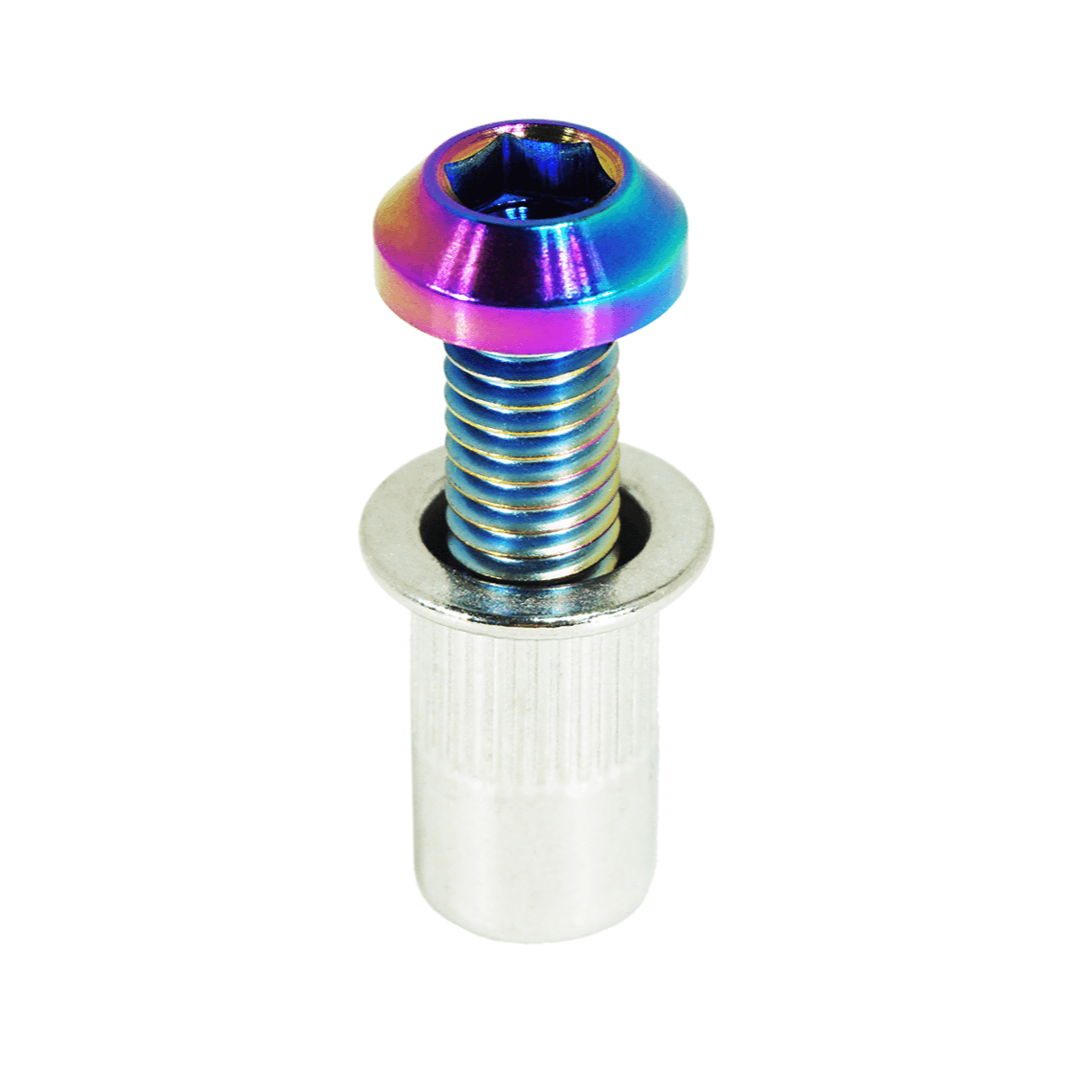 ZSPEC Body Kit Fastener, Titanium Angled-Head Style M6x20mm w/ Rivet Nut, per Each